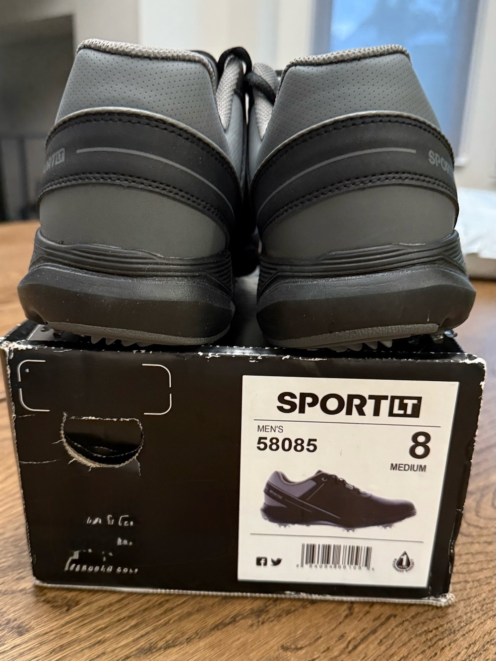 FootJoy FJ Sport LT Men's 8 Med. Black Leather Spike Golf Shoe 58085 - Picture 4 of 6